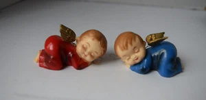 1950s Angel Cutees Set of 2 Sleeping Babies Christmas Ornaments British Hong Kon - Picture 1 of 5