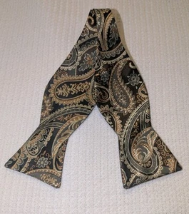 Hisdern Handmade Silk Bow Tie - Adjustable Length Paisley Tie (self tie) - Picture 1 of 3
