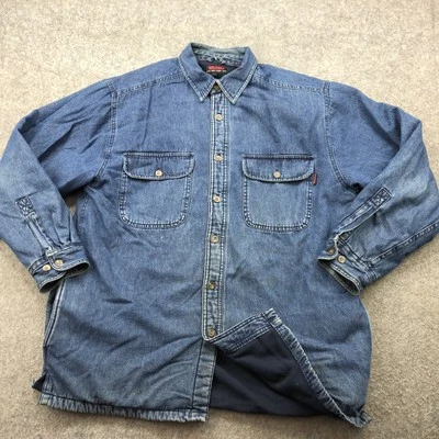 Camisa vaquera Wolverine para hombre grande azul forrada de sherpa ropa de trabajo chaqueta occidental Foto 1 de 4