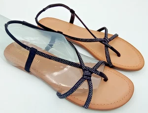Madden Girl Shoes Womens Size 8.5 Black Strappy Flat Sandals Slip On Summer - Picture 1 of 8