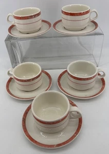 Villeroy & Boch Beaulieu Porzellan Espressotassen-Set weiß roter Rand 5-teilig - Bild 1 von 6