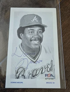 1982 DONNIE MOORE SIGNED TEAM ISSUE PHOTO CARD BRAVES CUBS ANGELS PSA DNA - Picture 1 of 1