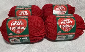Red Heart Holiday Kammgarn Medium Menge 4 - Rot Rot 3,5 Oz 235 Yards pro Stück - Bild 1 von 7