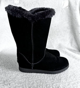 Target Black Suede Fur Lined Winter Boots Women's Size 9 Cozy Fashion - Picture 1 of 6
