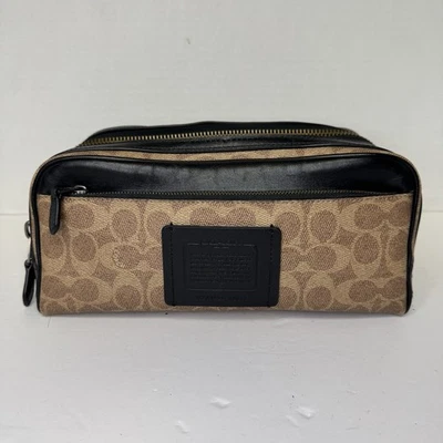 Coach Double Zip Dopp Kit Large Brown Leather Toiletry Bag Travel RARE RETIRED - image 1 of 4