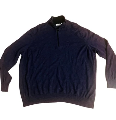 Celvin marino wool plum”s color Half Zip Extra Fine Wool Sweater Mens Size 2XL - Image 1 of 4