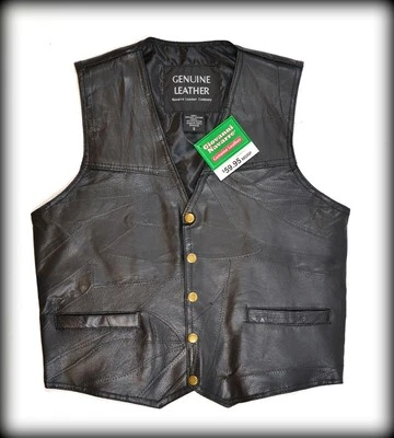 Gilet en Cuir sans manches - homme ou femme - Grande taille - Bikers country - Photo 1/4