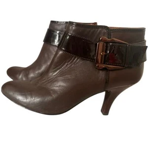 Söfft Brown Leather Ankle Booties Women’s 7M Buckle Strap Heel Y2K Workwear Punk - Picture 1 of 13
