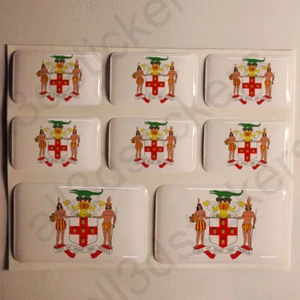 Sticker Jamaica Resin Domed Stickers Jamaica Coat of Arms 3D Vinyl Adhesive Car  - Foto 1 di 1