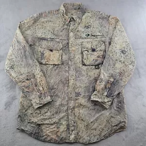 Mossy Oak Button Up Shirt Mens M Brown Camo Vented Hunting Fishing Button Down - Picture 1 of 7