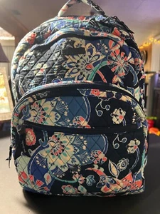 "USED" Vera Bradley-Essential LGE Backpack/Laptop Bag-Lotus Flower Swirl Blue - Picture 1 of 10