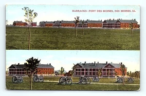 Postcard Iowa Barracks Fort Des Moines Civil War Army Base Post, IA Old Cannons - Picture 1 of 3