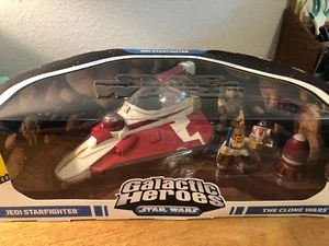Galactic Heroes JEDI STARFIGHTER The Clone Wars NEW Starfighter & 4 Characters - Picture 1 of 12