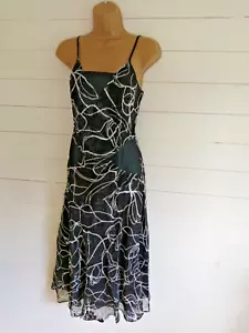 Black Silver Dress Size 10 NICHOLAS Millington strappy floaty silky midi PARTY - Picture 1 of 6