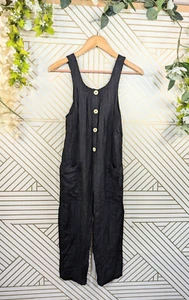 ZARA GIRLS Striped Jumpsuit Sleeveless Button Up Black Pockets Viscose Size 10 - Picture 1 of 9