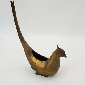 Vintage Cast Iron Metal Bird Pheasant Planter Incense Burner 11" JAPAN - Picture 1 of 6