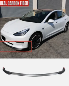 Spoiler divisor labial delantero de fibra de carbono real para Tesla Model 3 2017-2023 - Imagen 1 de 6