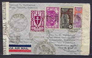 B&D: 1942 Camerún Scott 209, 275 y 2 más cubierta censurada Segunda Guerra Mundial Ebolowa a EE. UU. - Imagen 1 de 2