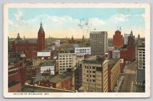 Postcard Milwaukee Wisconsin Grand Avenue West From 9th Street Aerial View 1924 - Imagen 1 de 2