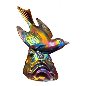 Vintage L.E. Smith Amethyst Carnival Glass Bird Swallow In Flight Good Condition - Picture 1 of 17