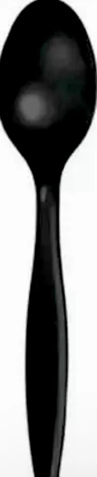 Black Heavy Duty Plastic Spoons 24 Per Pack Tableware Decorations Supplies - Image 1 of 1