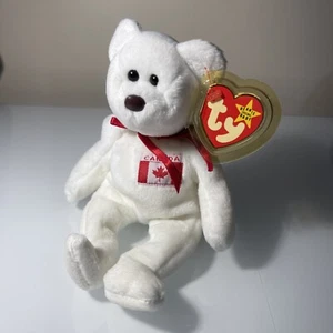 TY Beanie Baby - ACERO l'orso (esclusivo Canada) (8,5 pollici) imbottito 1996 bianco - Foto 1 di 7