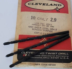 2.9mm Jobber Length Drill Bits HSS RH Cut 118° Point .1142" Lot of 3 Cleveland  - Picture 1 of 4