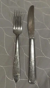 HB Co Stainless HEATHER Dinner Fork and Dinner Knife Flatware - Picture 1 of 5