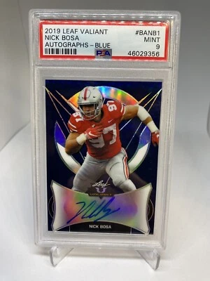 2019 LEAF BLUE REFRACTOR NICK BOSA RC ROOKIE AUTO SP/25 PSA 9 POP 1 49ERS - Image 1 of 4