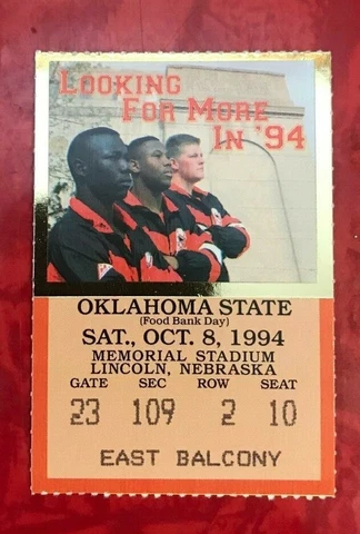 1994 NEBRASKA HUSKERS vs OKLAHOMA STATE COWBOYS FOOTBALL TICKET STUB   10/8/1994 Cover