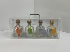 Patron Tequila Promo Clear Acrylic Carrying Case w/ Handle and 4 Empty Bottles