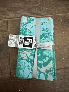 Fabric Fat Quarter Bundle 5 18”x21” Pieces Teal Metallic Blue Green - Picture 1 of 5