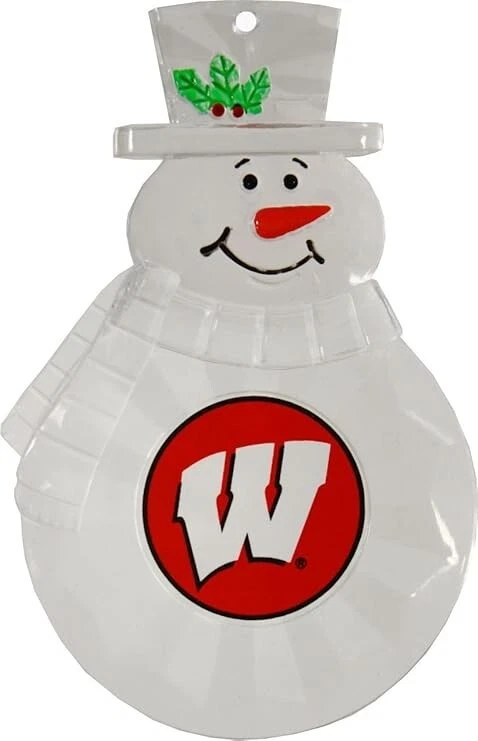 Wisconsin Badgers 4.5" Traditional Acrylic Snowman Ornament - Image 1 of 1