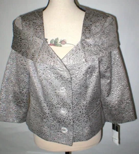 Womens $748 12 Worth New York Jacquard Jacket Blazer Metallic Silver NWT Gray - Picture 1 of 12