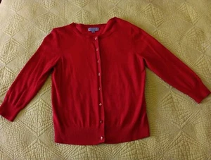 Joseph A Red Cardigan  Sweater 3/4 Sleeve Sz M - Picture 1 of 3