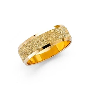 14K Real Yellow Gold 6mm Plain Men's and Women's Wedding Band Ring Size 7 - Picture 1 of 1