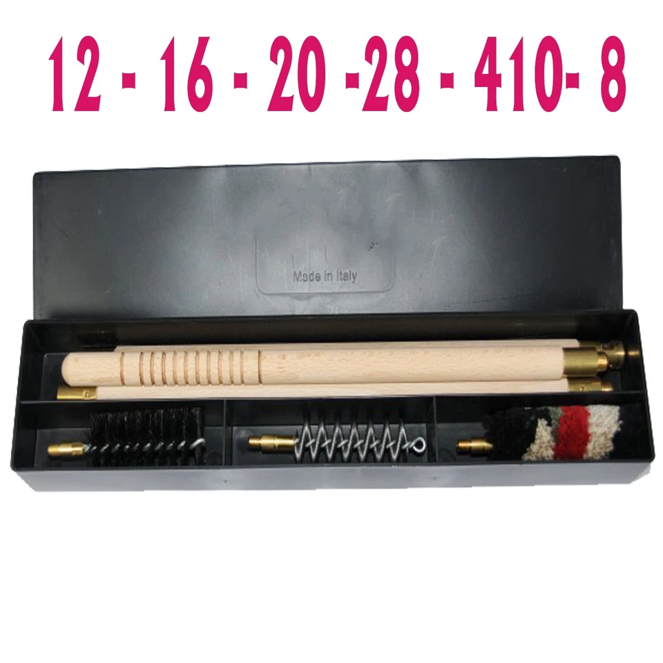 completo pulizia fucile kiT pulizia fucili calibro 12 - 20 - 16 - 28 - 410 - 8 - Immagine 1 di 1