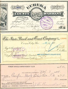 LOT OF 3 NEVADA & CALIFORNIA BANK CHECKS - 1907 - 1914 - 1927 - Picture 1 of 7