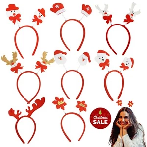 Novelty Adult Antlers Headbands, Reindeer,Star, Kids Head Boppers Santa,Snowman - Picture 1 of 114