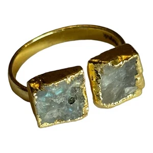 Anello Sefa Huyuk Oro 18k Vermeil Etrusco Grezzo Grigio Arcobaleno Labradorite - Foto 1 di 7