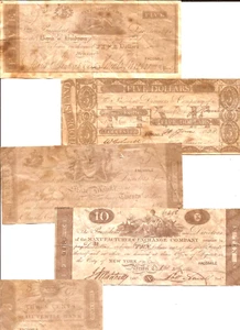 5 REPRODUCTION antiqued U.S. WAR of 1812 era Notes paper money bills lot B 4 - Picture 1 of 2