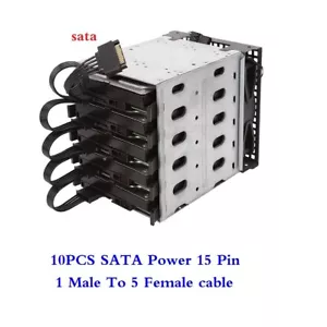 10PCS SATA Power 15 Pin 1 Male To 5 Female Splitter Hard Drive Cable for HDD SSD - Picture 1 of 9