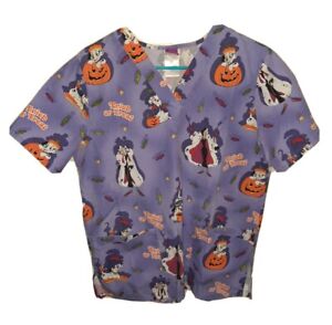 Walt Disney 101 Dalmatians Cruella de Vil Trick or Treat Scrub Shirt Scrubs 