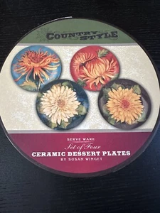 Cracker Barel Set Of 4 Country Style Floral Ceramic DesertPlates By Susan Winget - Picture 1 of 9