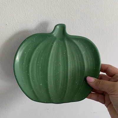 Juego de 3 platos de aperitivo de calabaza de cerámica moteada verde acción de gracias decoración de otoño Foto 1 de 4