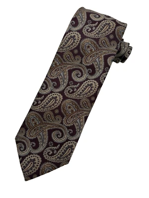 ALEXANDER JULIAN COLORES Corbata de Poliéster para Hombre Diseñador PAISLEY Granate Usada en Excelente Condición Foto 1 de 4