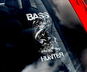 Bass Hunter - Pêche Voiture Fenêtre Autocollant - Poisson Pêcheur - Non Fly / - Picture 1 of 1