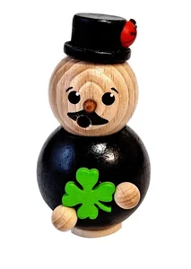 Mini Smoker Chimney Sweep Black With Cylinder Clover Ladybug Decoration - Picture 1 of 1
