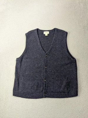 Eddie Bauer Sweater Vest Mens Large Blue Grandpa Academia Button Cardigan - Image 1 of 4
