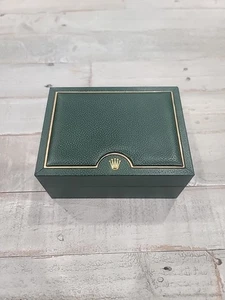 Caja Reloj ROLEX GENUINO VINTAGE Verde 64.00.02 Cuero y Madera Con Soporte - Imagen 1 de 8